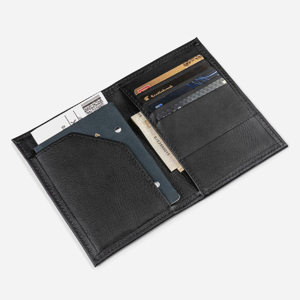 Leather Passport Wallet in Black