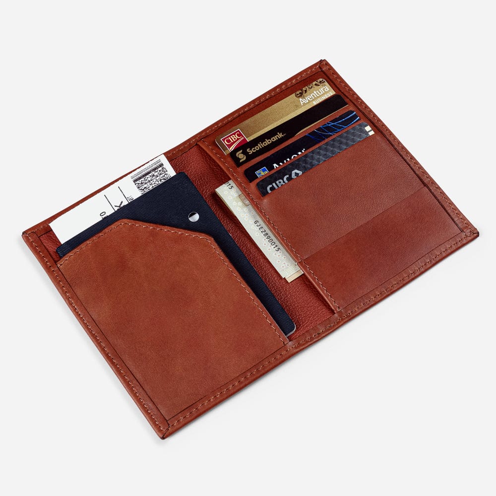 Leather Passport Wallet in Cognac