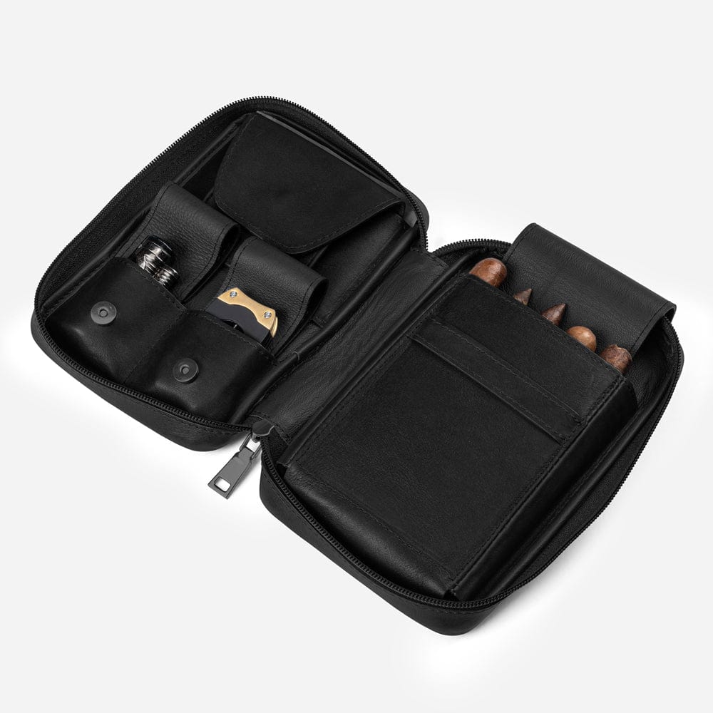 Leather Cigar Case in Black