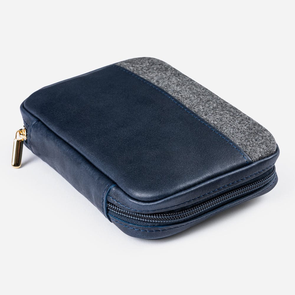 Leather Mini Folio in Navy