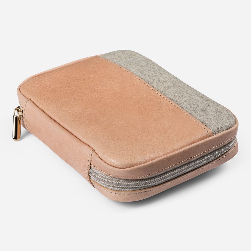 Leather Mini Folio in Nude