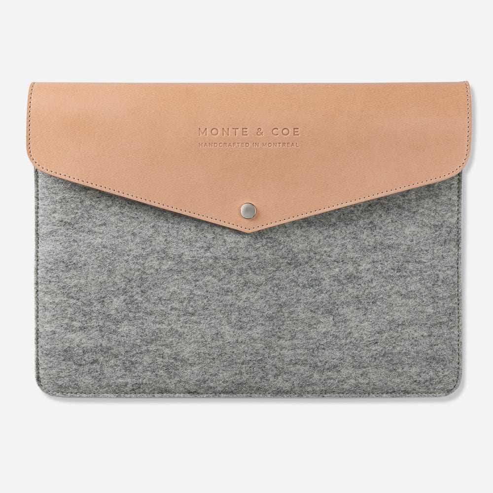 Merino Wool 13" Laptop Folio in Light Grey & Nude