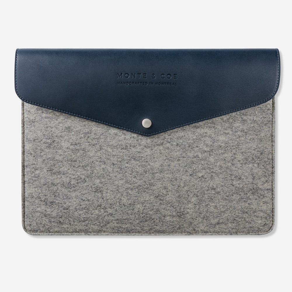 Merino Wool 13" Laptop Folio in Light Grey & Navy
