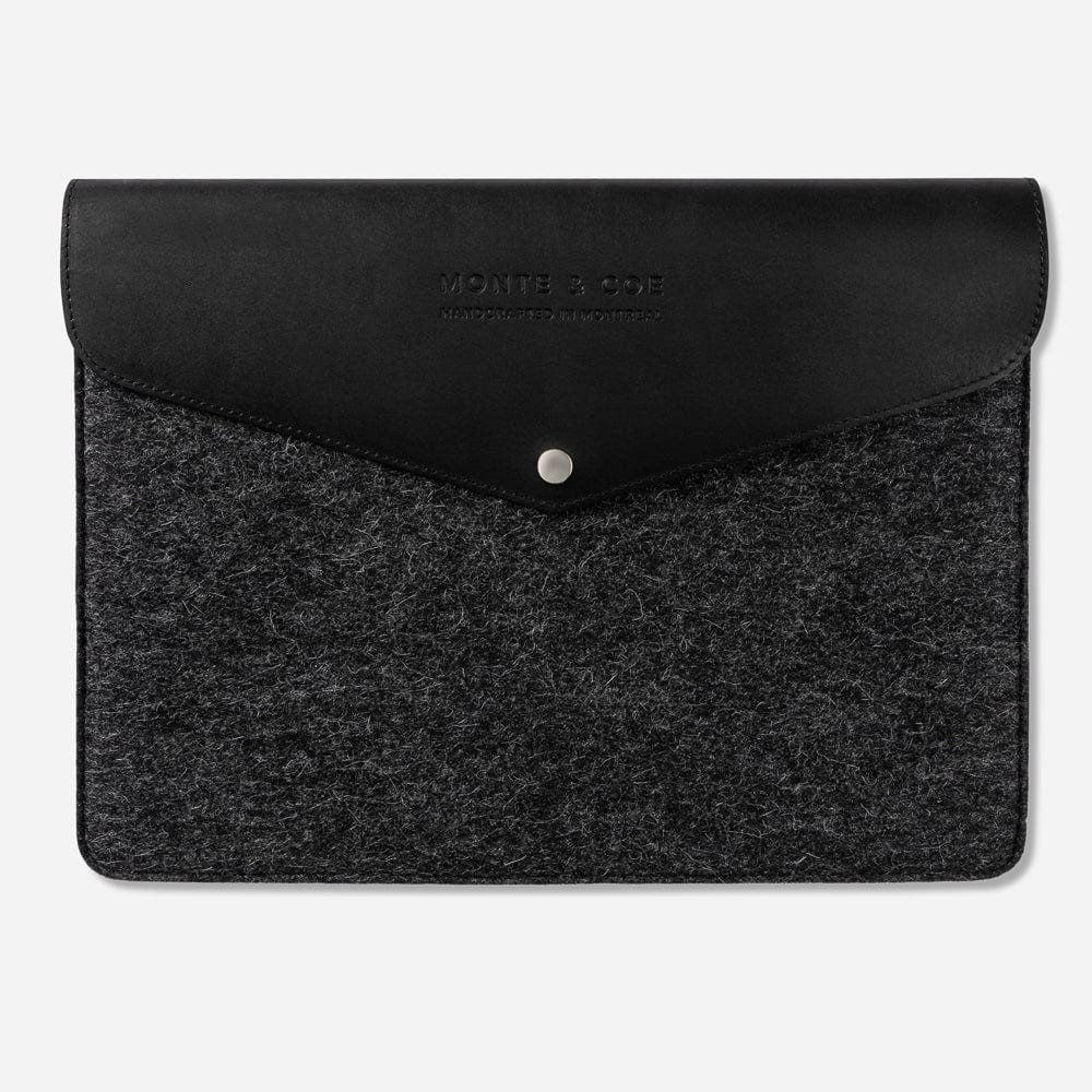 Merino Wool Laptop Folio in Black