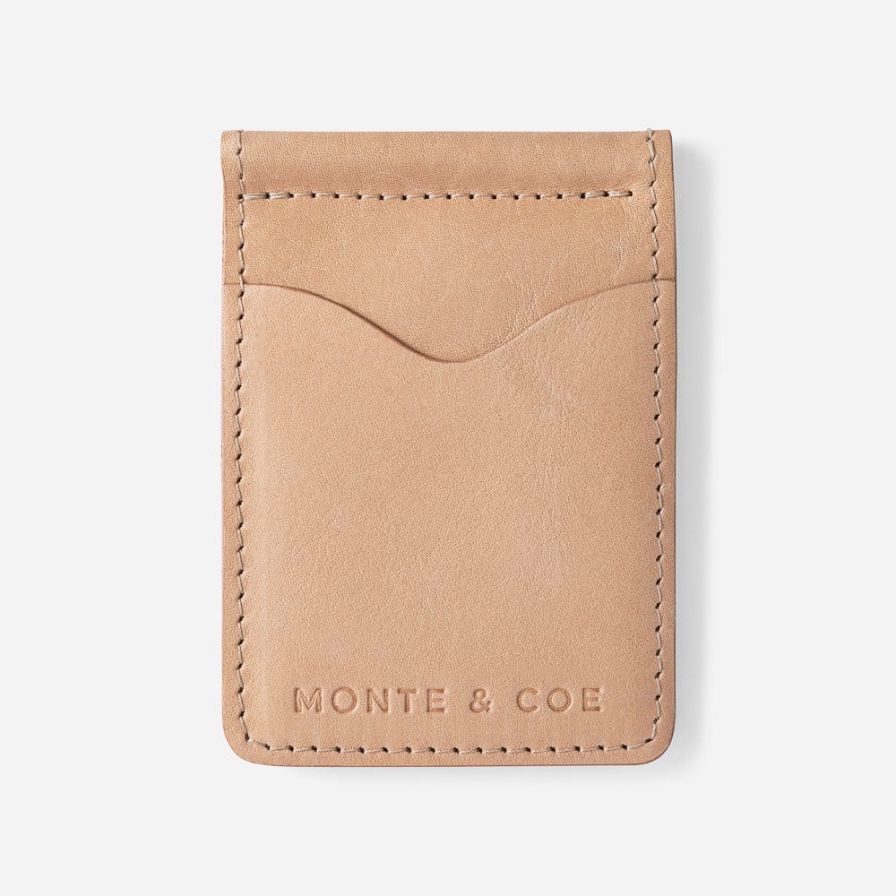 Leather Wallet with Money Clip in Nude