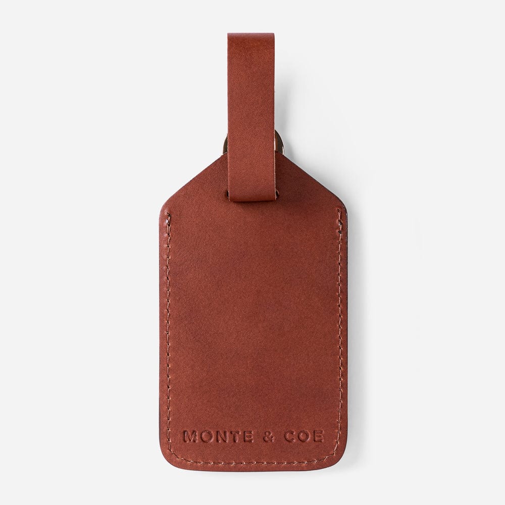 Leather Luggage Tag in Cognac