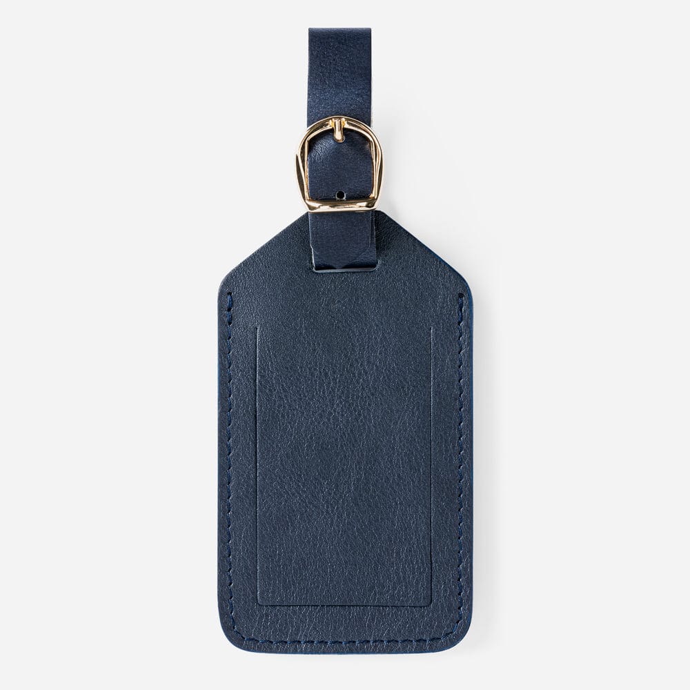 Leather Luggage Tag in Navy