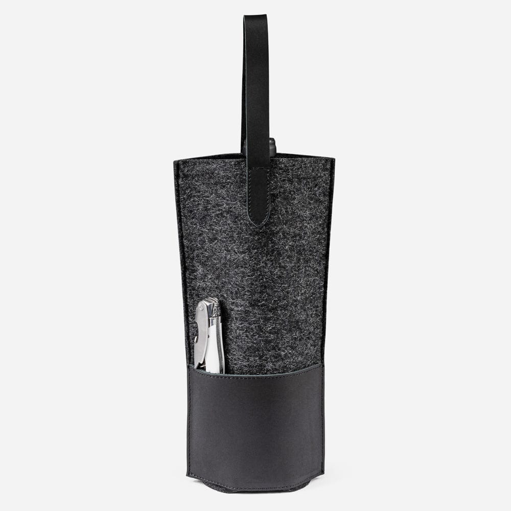 Merino Wool Wine Tote in Black