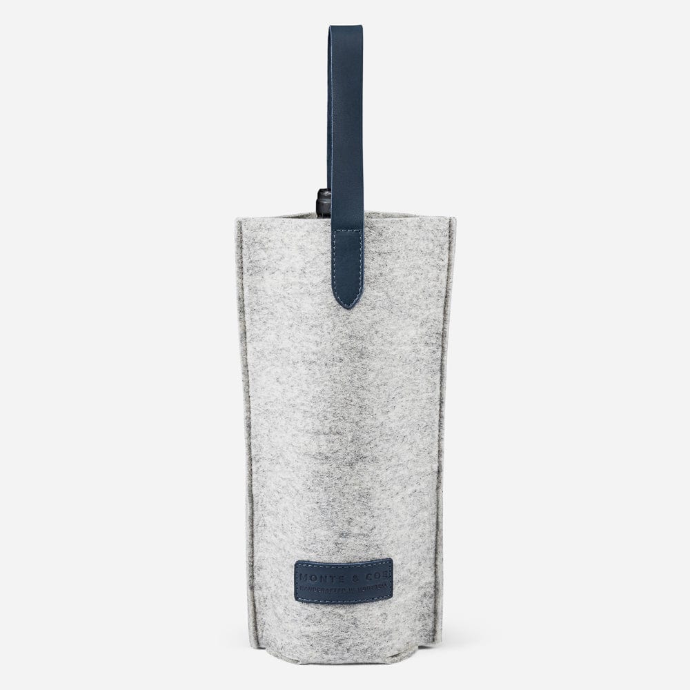 Merino Wool Wine Tote in Light Grey & Navy