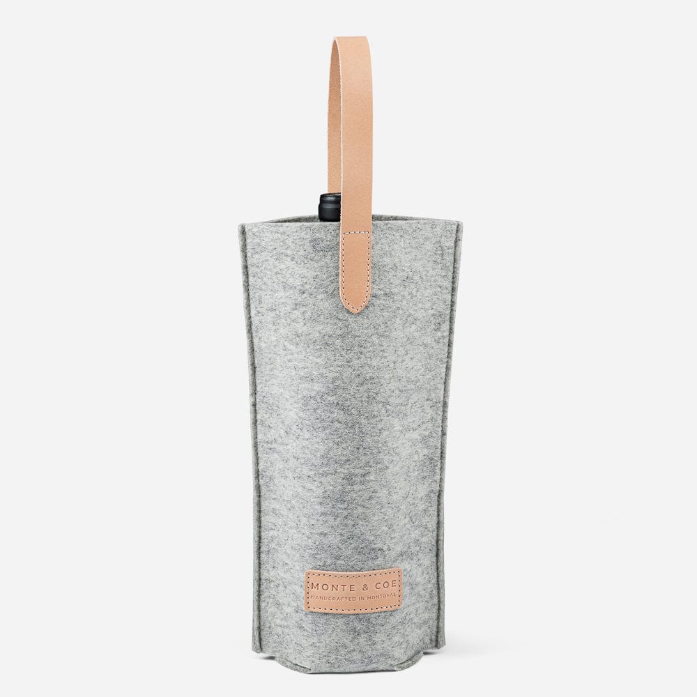 Merino Wool Wine Tote in Light Grey & Natural