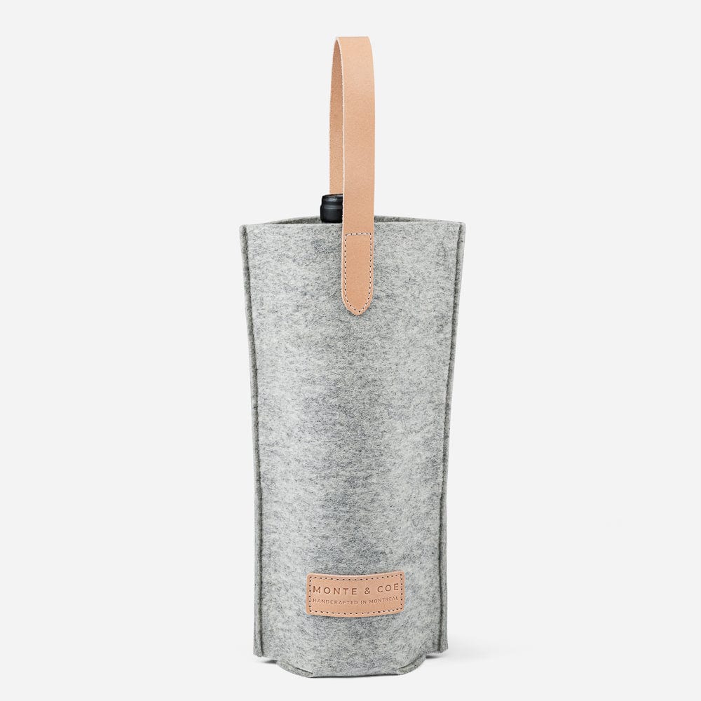 Merino Wool Wine Tote in Light Grey & Nude