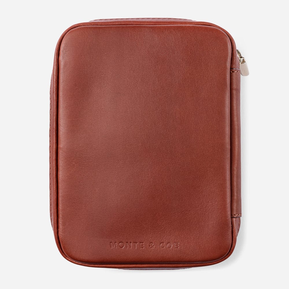 Leather Mini Folio in Cognac