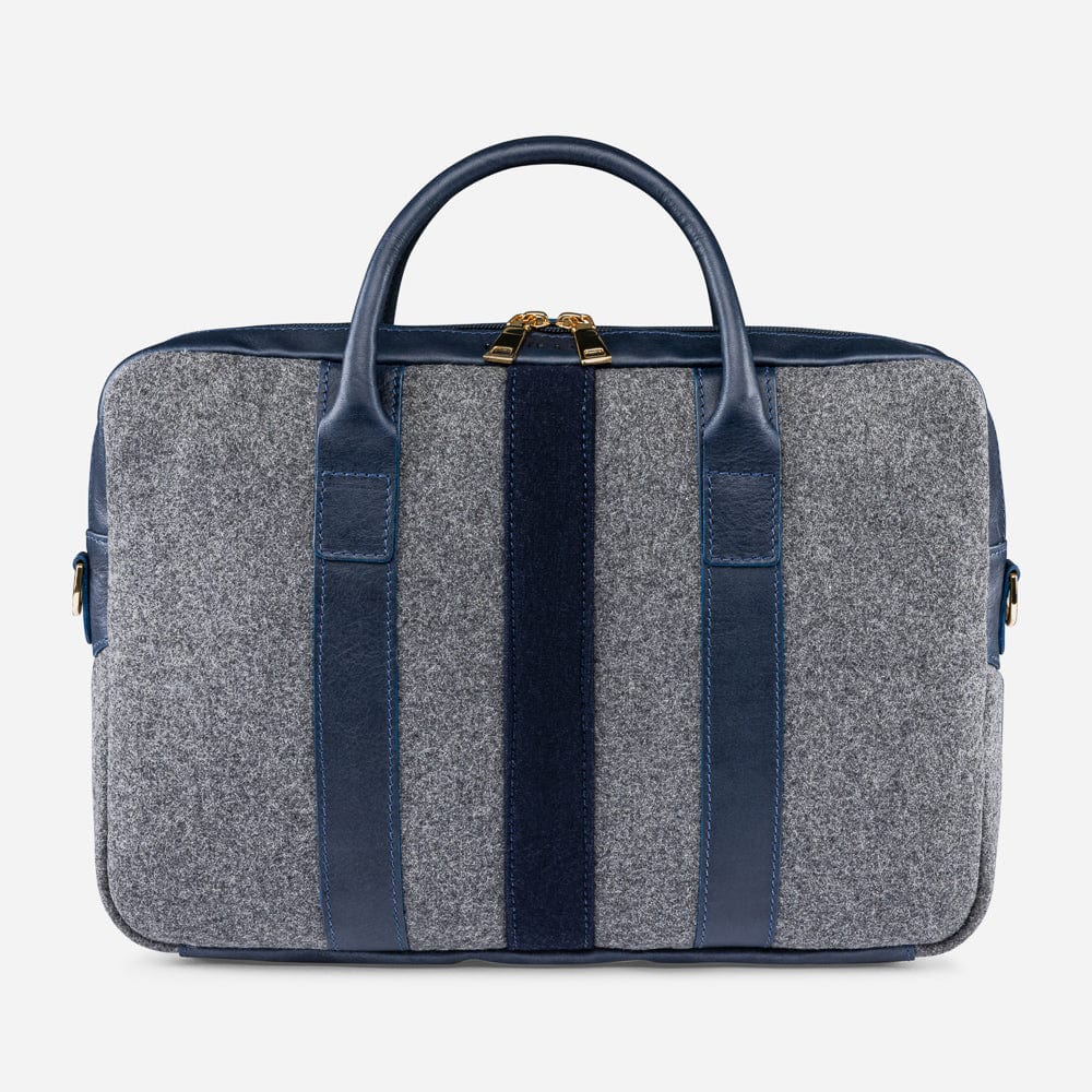 Italian Wool Briefcase in Grey & Navy