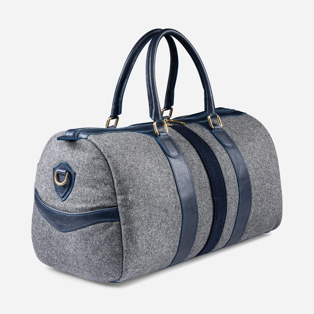 Italian Wool Weekender in Grey & Navy