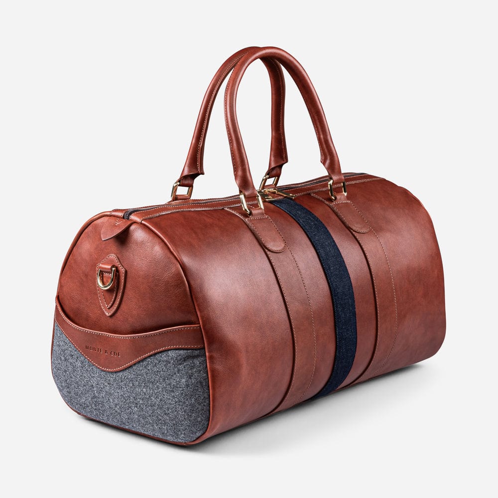 Leather Weekender in Cognac