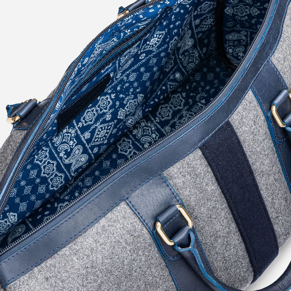 Italian Wool Weekender in Grey & Navy