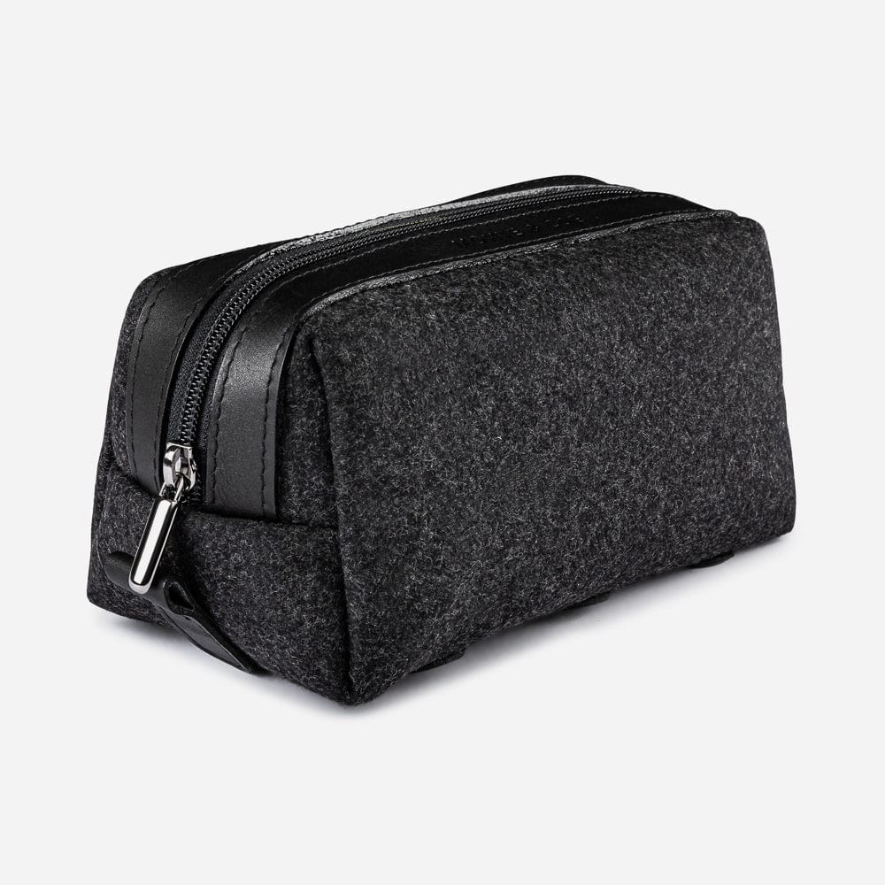 Italian Wool Dopp Kit in Black