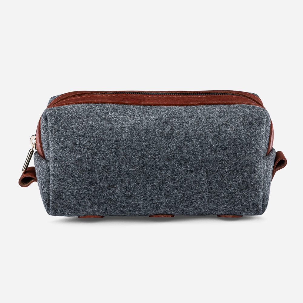 Italian Wool Dopp Kit in Grey & Cognac