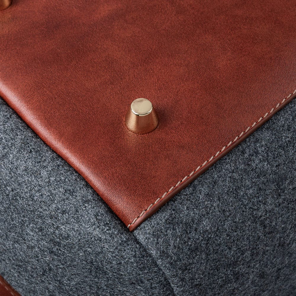 Italian Wool Weekender in Grey & Cognac