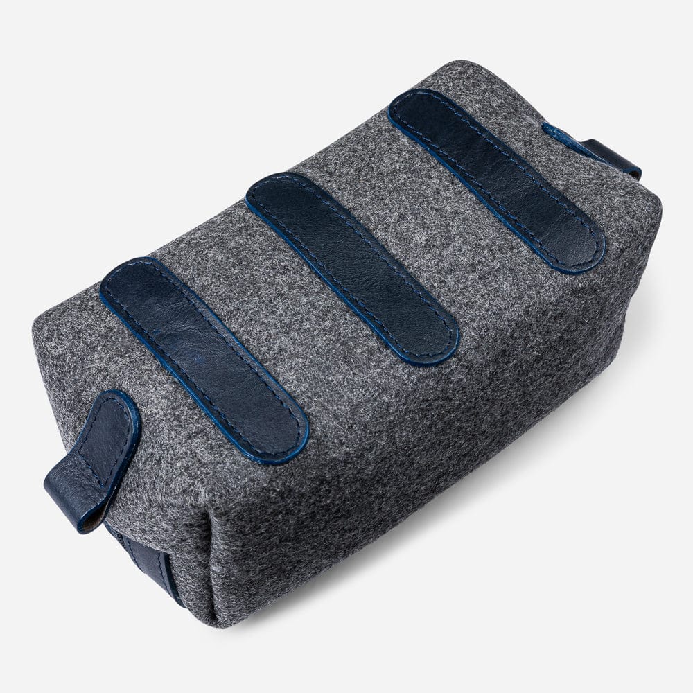 Italian Wool Dopp Kit in Grey & Navy