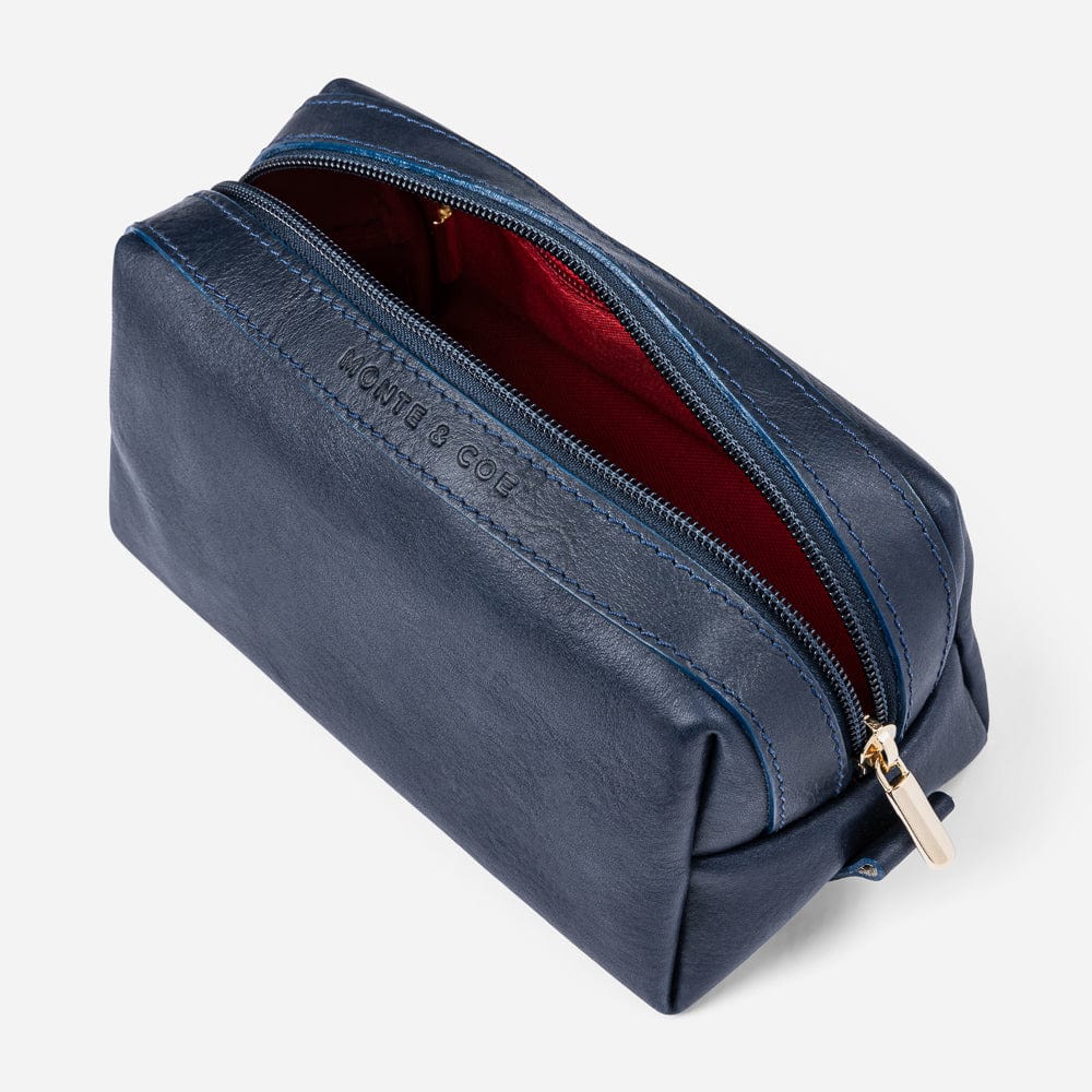 Leather Dopp Kit in Navy