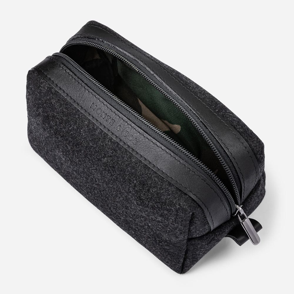 Italian Wool Dopp Kit in Black