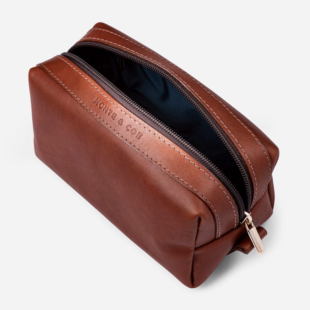 Leather Dopp Kit in Cognac