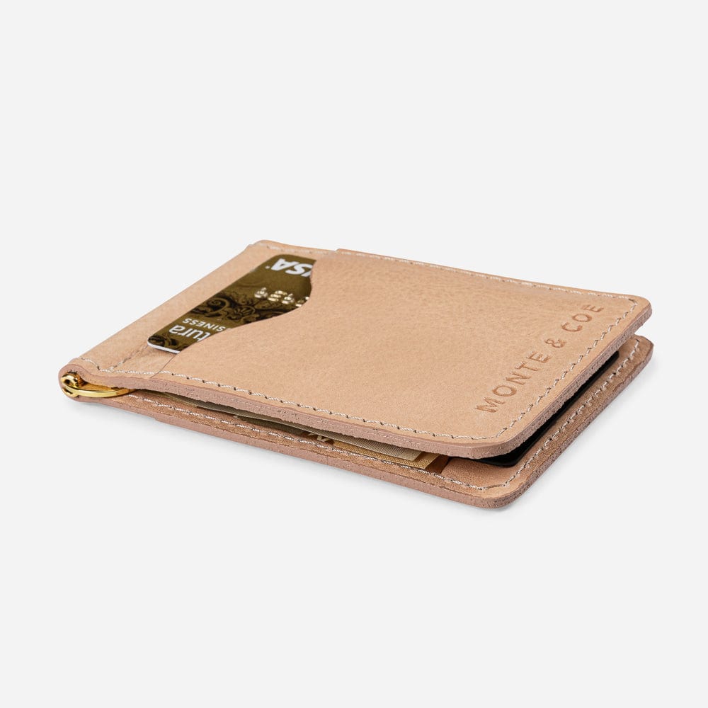 Leather Wallet with Money Clip in Natural