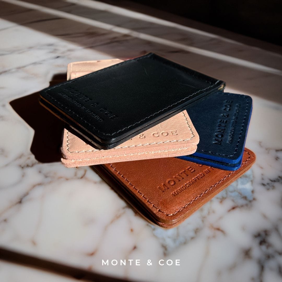 Leather Wallet with Money Clip in Cognac