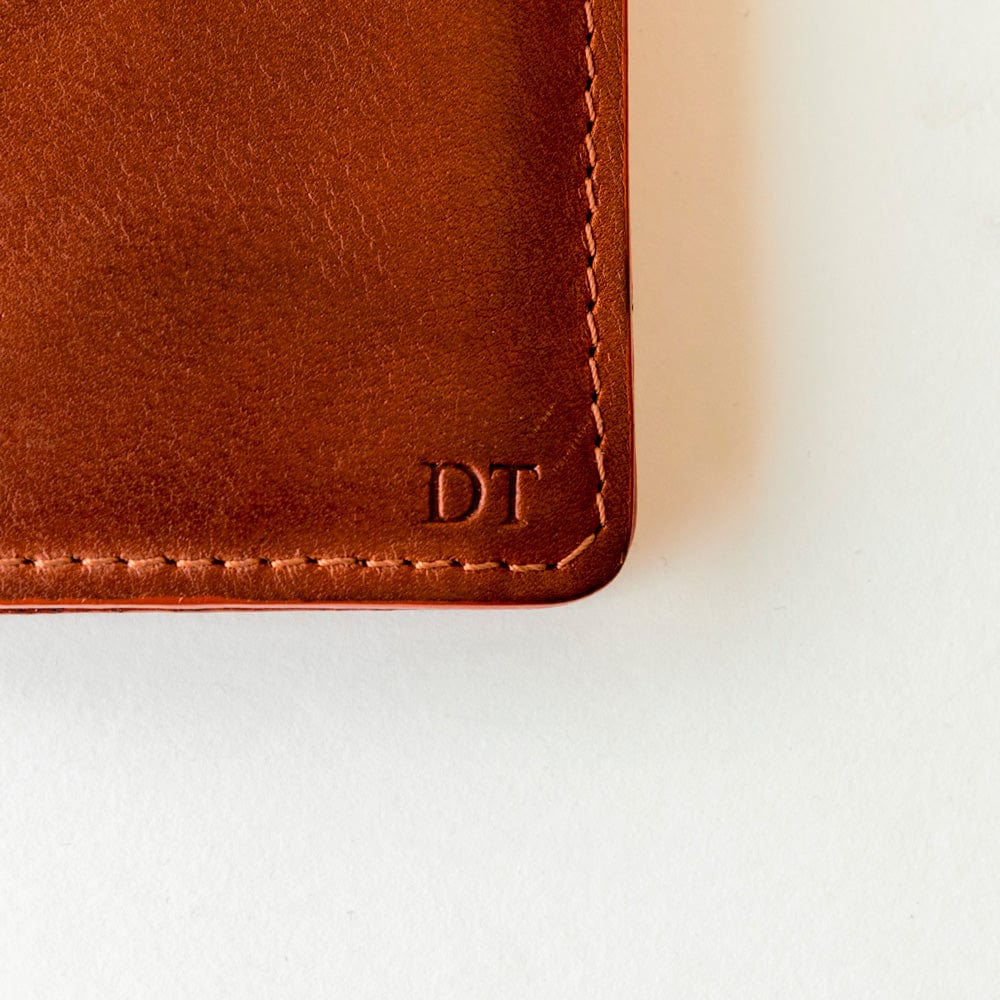 Leather Wallet with Money Clip in Cognac