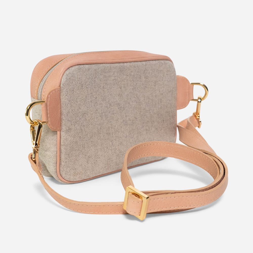 Natural Italian Wool Crossbody Bag, angled view