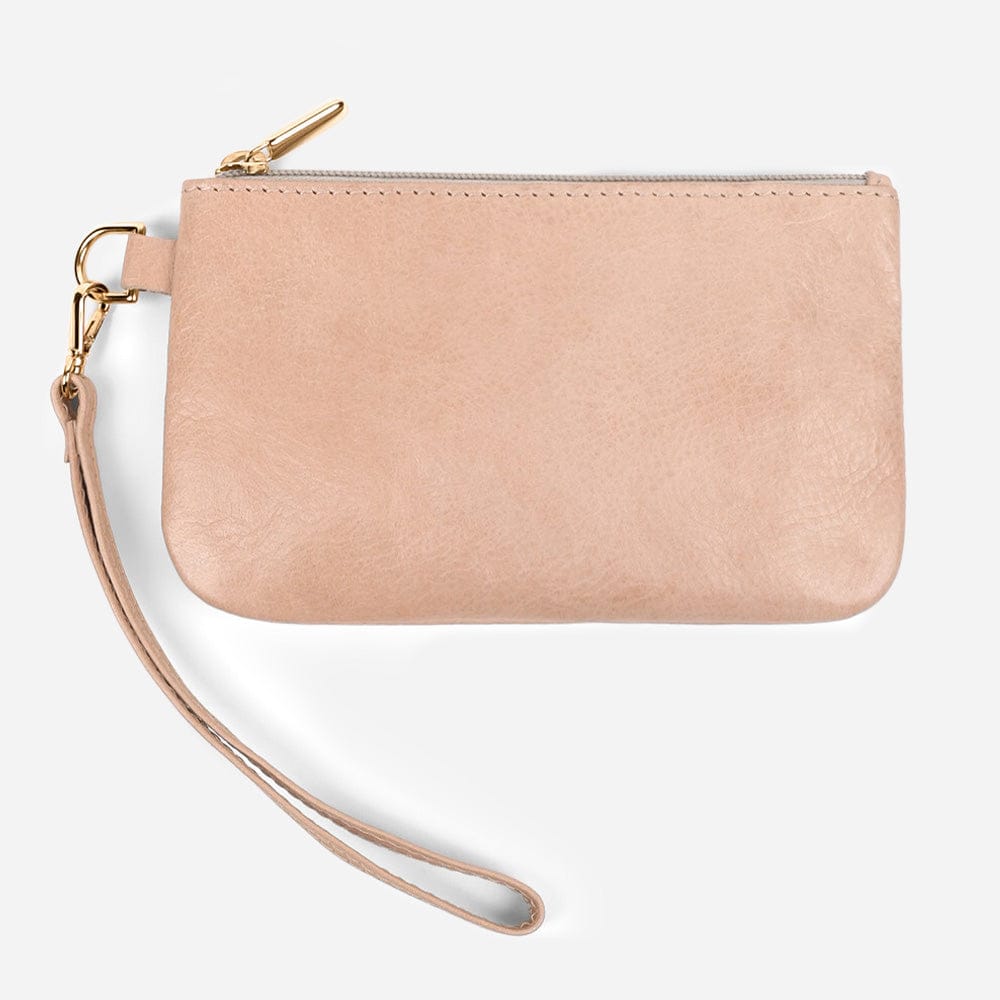 Leather Wristlet in Natural