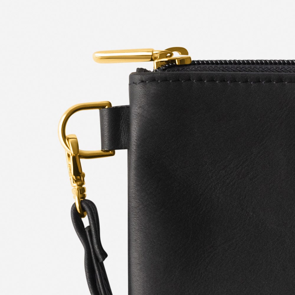 Leather Wristlet in Black