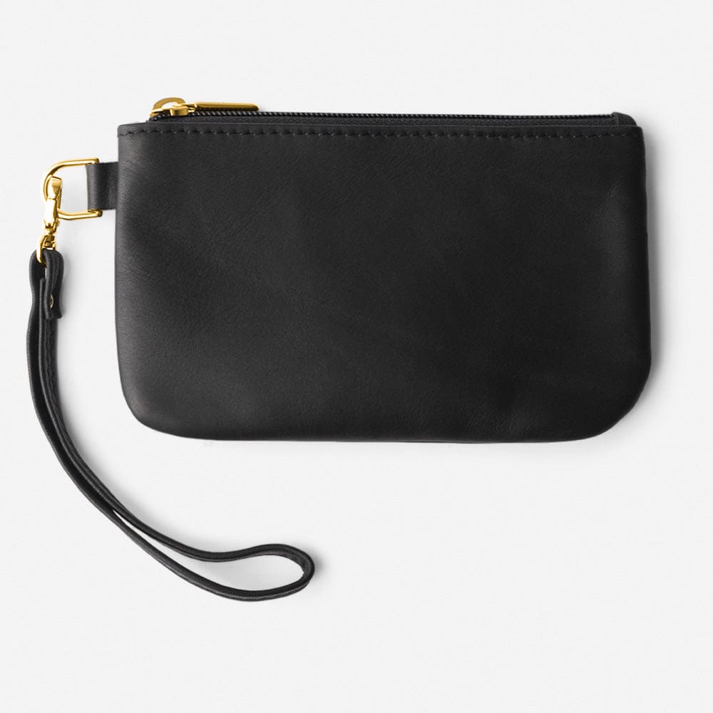 Leather Wristlet in Black