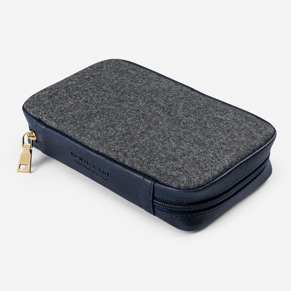 Leather Cigar Case in Navy