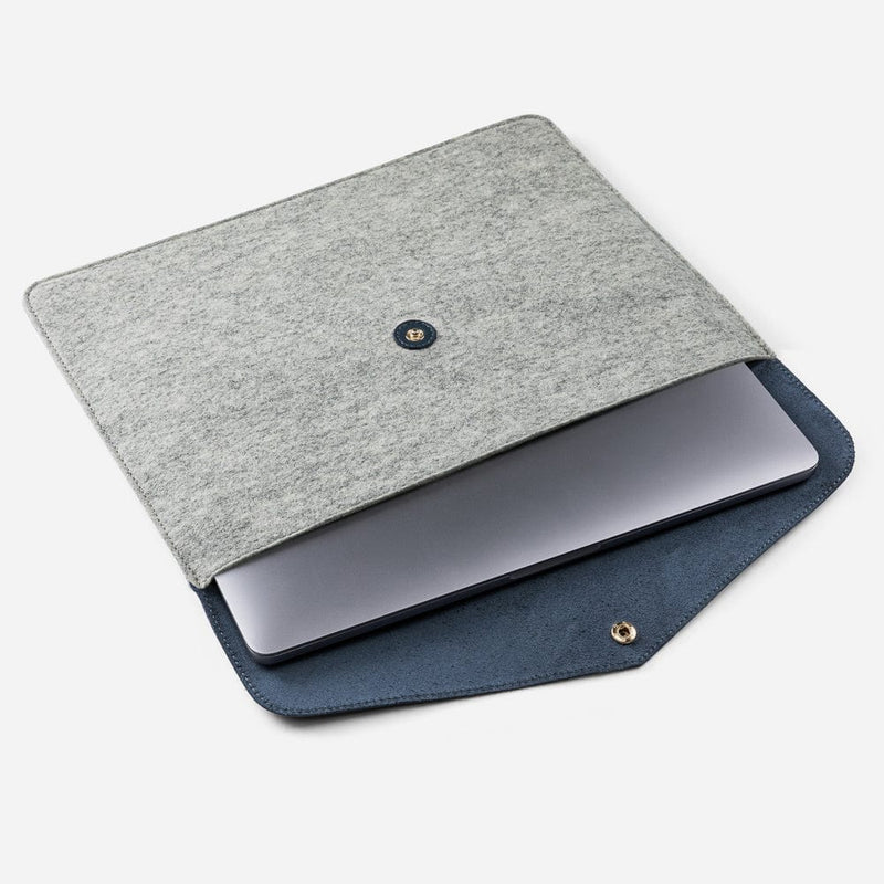 Merino Wool Laptop Folio in Navy