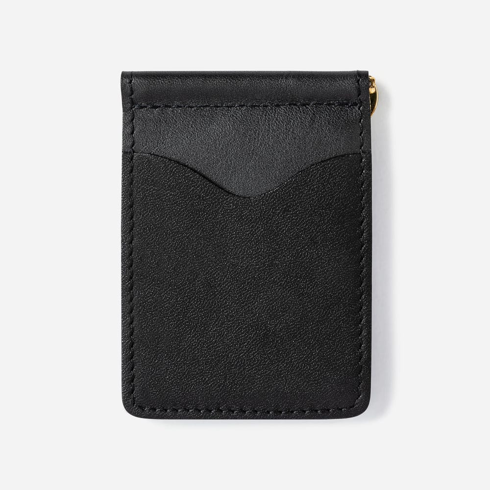 Leather Wallet with Money Clip in Black