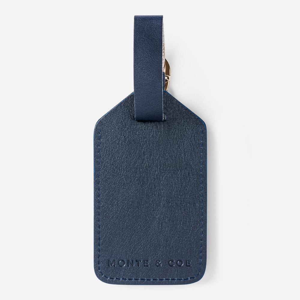Leather Luggage Tag in Navy