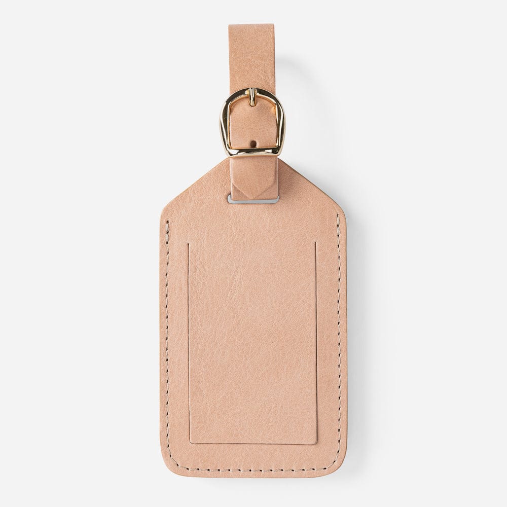 Leather Luggage Tag in Nude