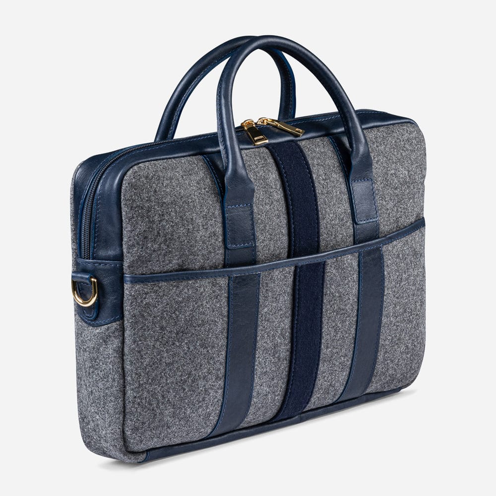 Italian Wool Briefcase in Grey & Navy