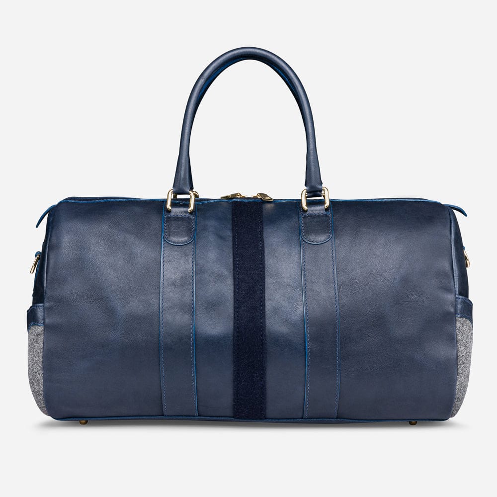 Leather Weekender in Navy