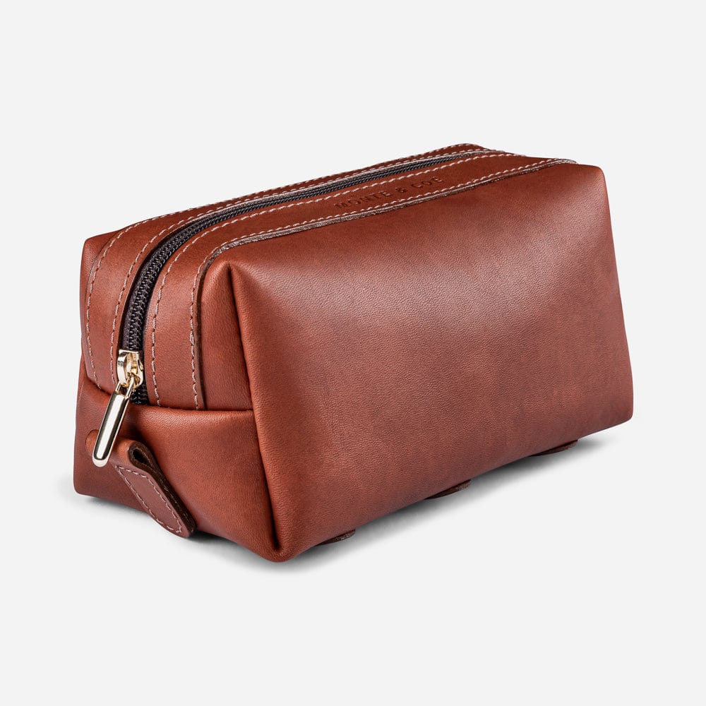 Leather Dopp Kit in Cognac