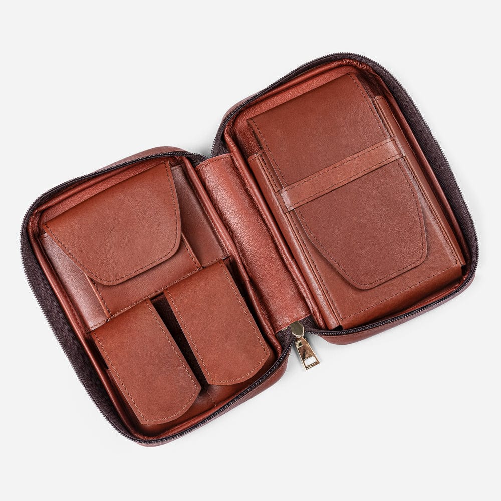Leather Cigar Case in Cognac
