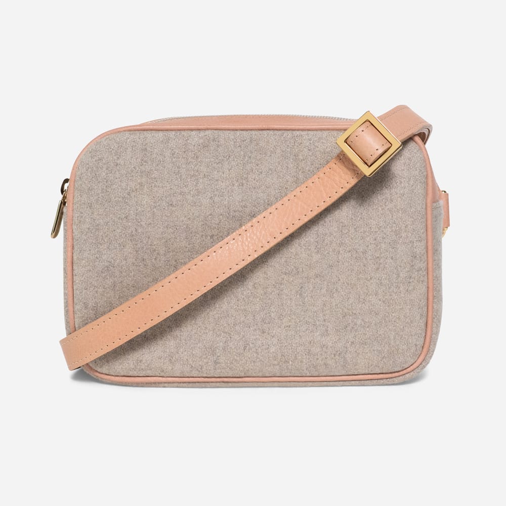 Natural Italian Wool Crossbody Bag, front view