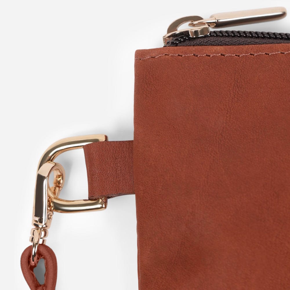 Leather Wristlet in Cognac