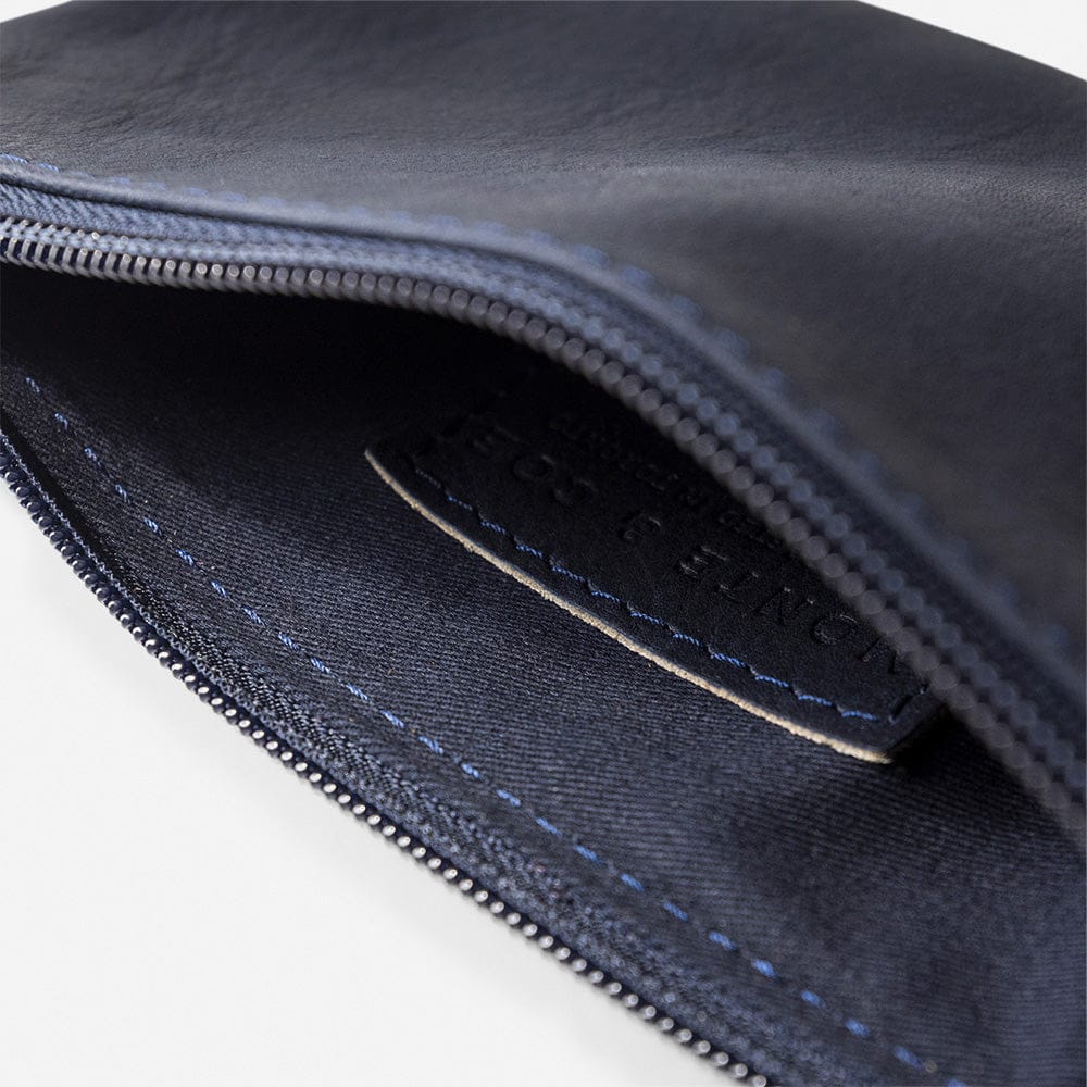Leather Wristlet in Navy